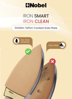 Nobel Heavy Weight Dry Iron With Non-Stick Golden Teflon Coated Sole Plate, Variable Heat Control, Overheating Protection 1200 W NDI707I Silver  - Image 3