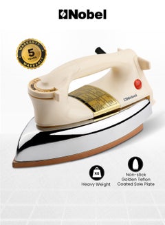 Nobel Heavy Weight Dry Iron With Non-Stick Golden Teflon Coated Sole Plate, Variable Heat Control, Overheating Protection 1200 W NDI707I Silver  - Image 1
