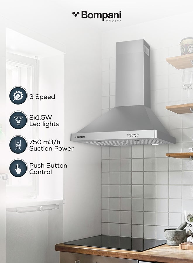 بومباني مدخنة من الإستانلس ستيل مقاس 60 سم CHIMNEY60ST فضي - Image 1