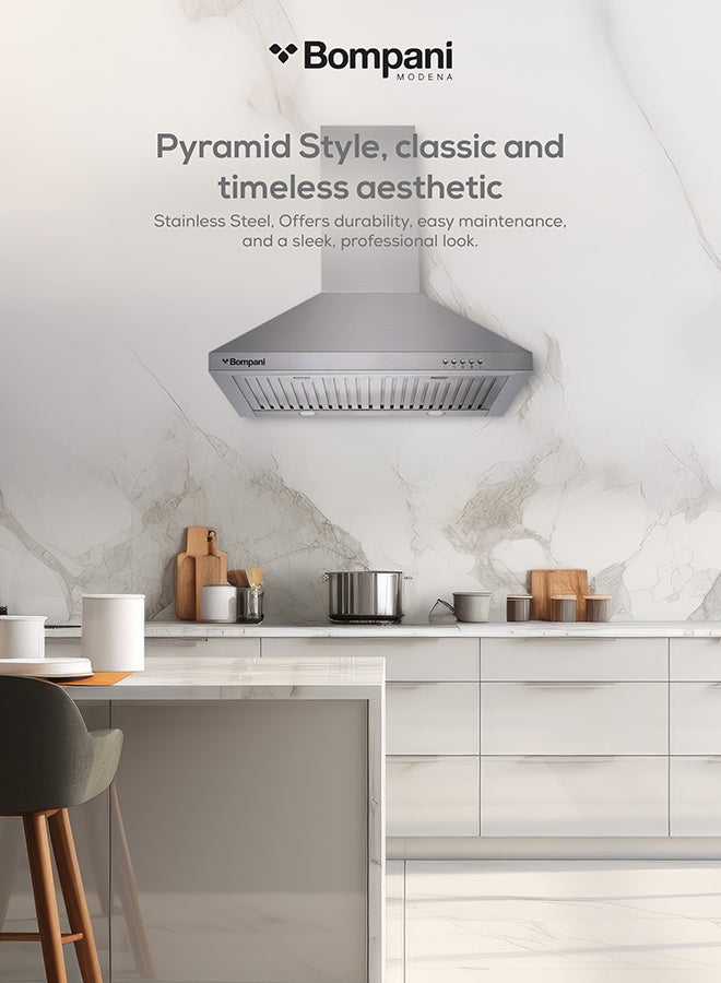 بومباني مدخنة من الإستانلس ستيل مقاس 60 سم CHIMNEY60ST فضي - Image 2