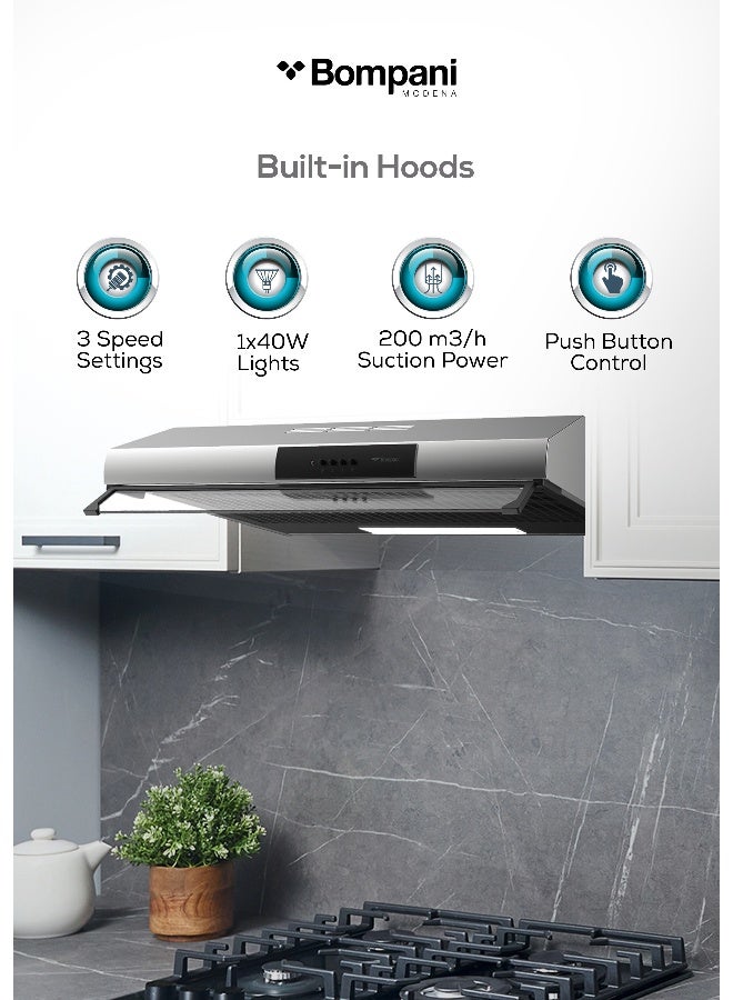 بومباني شفاط بوتاجاز للتعليق على الحائط مقاس 90 سم H11 90 ST فضي/ أسود - Image 1