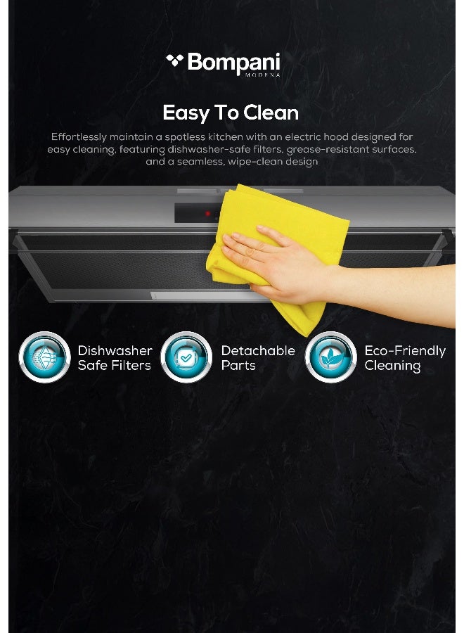 بومباني شفاط بوتاجاز للتعليق على الحائط مقاس 90 سم H11 90 ST فضي/ أسود - Image 5