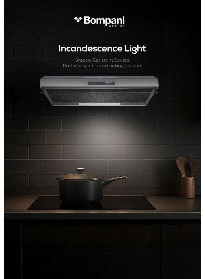 بومباني شفاط بوتاجاز للتعليق على الحائط مقاس 90 سم H11 90 ST فضي/ أسود - Image 3