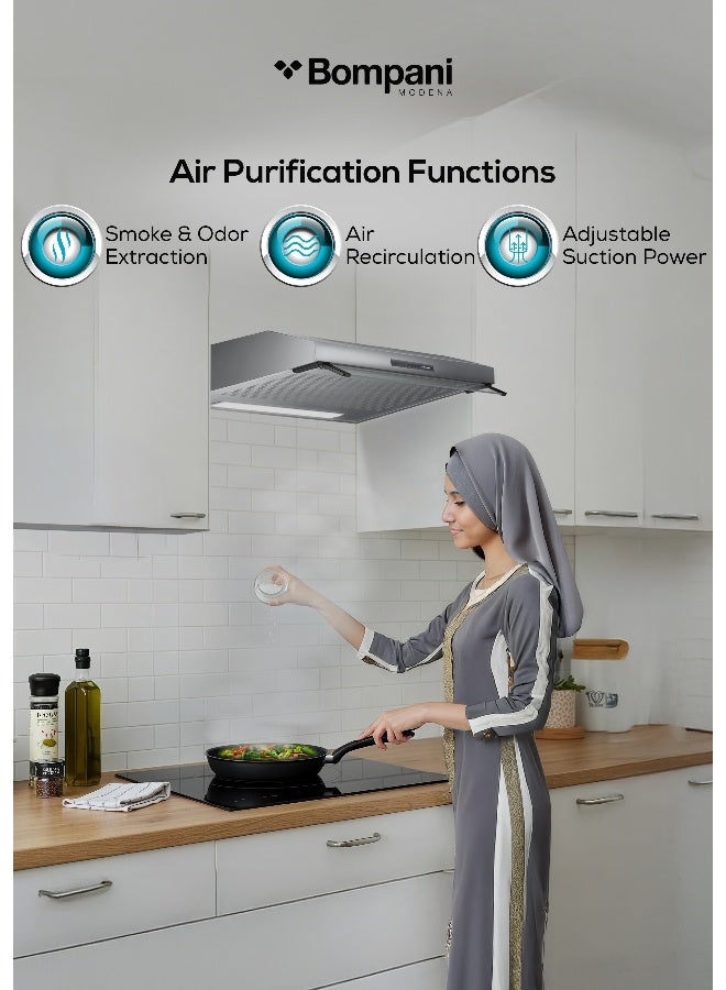 بومباني شفاط بوتاجاز للتعليق على الحائط مقاس 90 سم H11 90 ST فضي/ أسود - Image 2