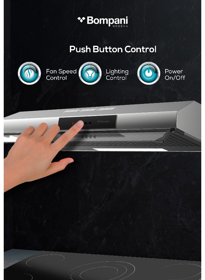 بومباني شفاط بوتاجاز للتعليق على الحائط مقاس 90 سم H11 90 ST فضي/ أسود - Image 4