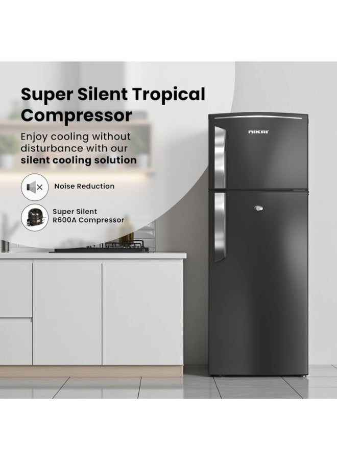 نيكاي إجمالي 280 لترًا / 205 شبكة، ثلاجة ببابين ببابين علويين، ورفين زجاجيين ورفوف لتخزين الزجاجات، وغاز R600A موفر للطاقة، وخالي من مركبات الكربون الكلورية فلورية، وتشغيل صامت مناسب للمنزل والمكتب مع مفتاح قفل للأطفال - Image 4