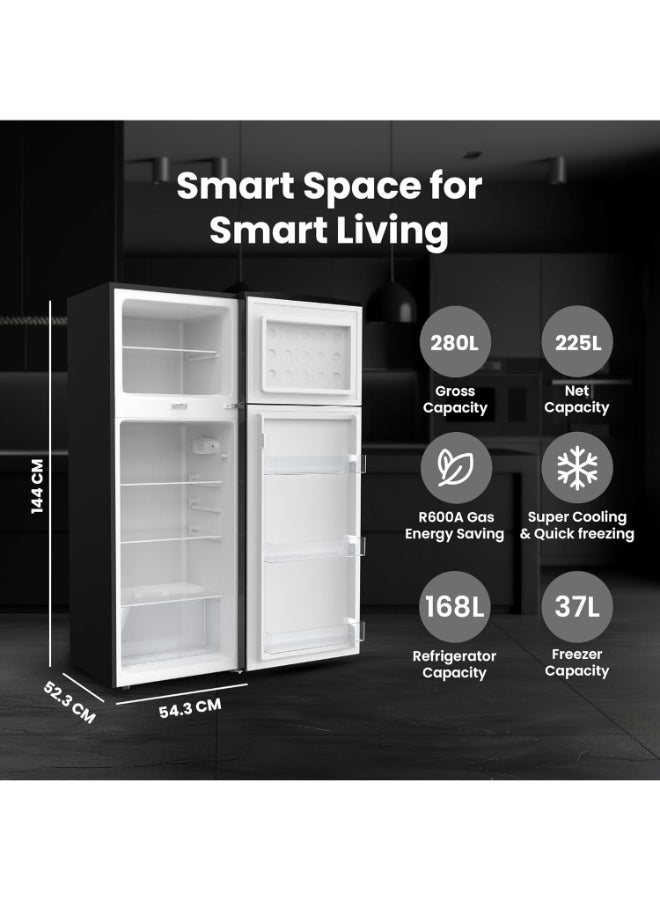 نيكاي إجمالي 280 لترًا / 205 شبكة، ثلاجة ببابين ببابين علويين، ورفين زجاجيين ورفوف لتخزين الزجاجات، وغاز R600A موفر للطاقة، وخالي من مركبات الكربون الكلورية فلورية، وتشغيل صامت مناسب للمنزل والمكتب مع مفتاح قفل للأطفال - Image 3