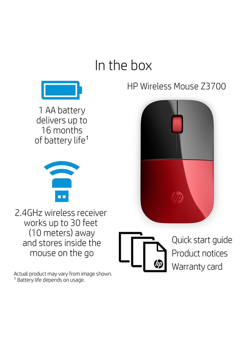 Z3700 Wireless Mouse Red