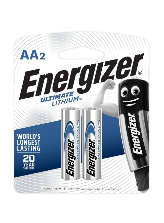 Energizer Energizer Ultimate Lithium batteries - AA  L91BP2  [Pack Of 2] Silver/Blue  - Image 1
