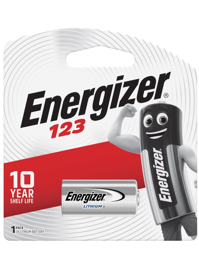 Energizer 123 Lithium Battery – Pack of 1 Silver/Black