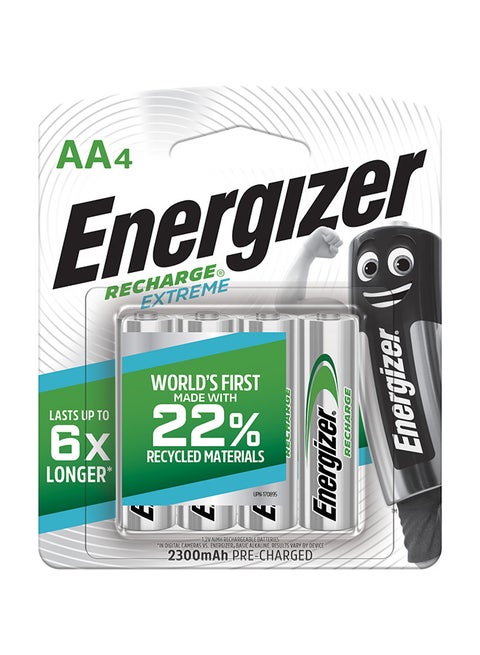 بطارية AA4 من ريتشارج اكستريم للكاميرا الرقمية 4 قطع فضي / أخضر