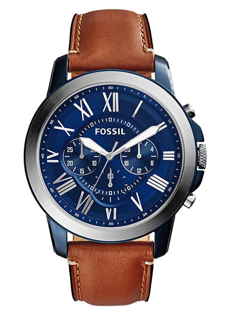 FOSSIL Men's Water Resistant Leather Analog Watch FS5151 - 44 mm - Brown - Image 1