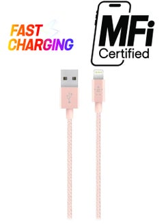 Braided iPhone Charging Cable, USB A To Lightning Cable, Boost Charge To USB For iPhone, iPad, AirPods, MFi-Certified Apple Cable, 1.2 M Rose Gold - pnsku/N11093473A/45/_/1738266479/c040439a-9438-4f9e-aac7-ba1be8fca13d