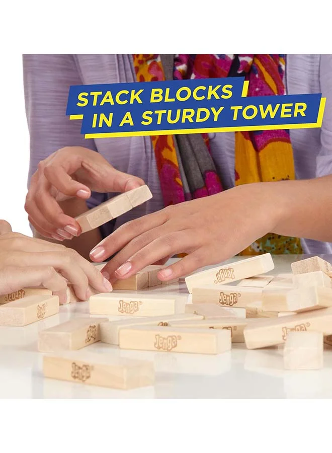 Hasbro - duplicate brand Classic Jenga Game - 54 Pcs Genuine Hardwood Blocks, Jenga Stacking Tower Party Game For Family And Kids Ages 6+, Fun Birthday Gift & Gift For All Occasions, 8.1x8.1x28cm 1 or More Players Players
