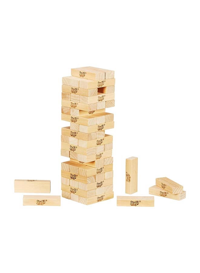 HASBRO - GAMING - Classic Jenga Game - 54 Pcs Genuine Hardwood Blocks, Jenga Stacking Tower Party Game For Family And Kids Ages 6+, Fun Birthday Gift & Gift For All Occasions, 8.1x8.1x28cm 1 or More Players Players - Image 1