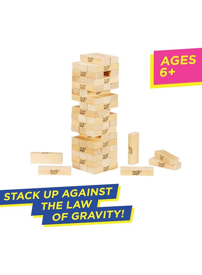 HASBRO - GAMING Classic Jenga Game - 54 Pcs Genuine Hardwood Blocks, Jenga Stacking Tower Party Game For Family And Kids Ages 6+, Fun Birthday Gift & Gift For All Occasions, 8.1x8.1x28cm 1 or More Players Players - Image 3