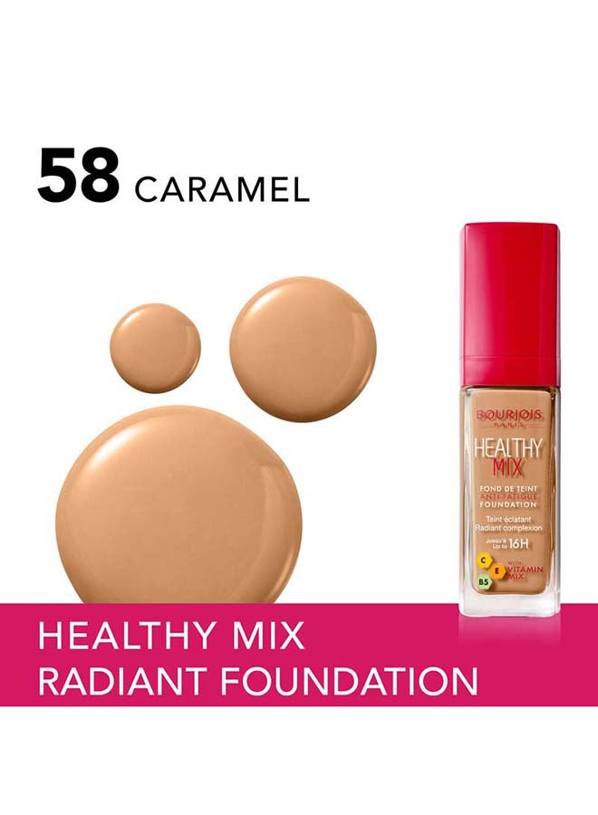 BOURJOIS PARIS Healthy Mix Anti-Fatigue Foundation 30 ml 58 Caramel - Image 2
