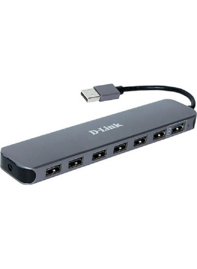 D-Link - DUB-H7 7-Port High-Speed USB 2.0 Hub, Plug and Play, Fast Quick Charging Port, Compatible with Windows/Mac/Linux, Fast Charging USB HUB, DUB-H7 Black - Image 1