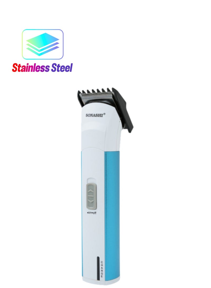 SONASHI - Rechargeable Hair Clipper With Stainless Steel Blade / USB Charging High Speed Motor And Cordless Functionality TravelFriendly Hair Clipper  SHC-1034 Blue/White - Image 1