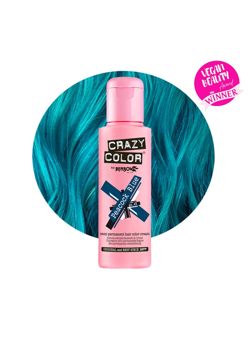 Crazy Color Semi Permanent Hair Color No. 45 Peacock Blue 100ml  - Image 1