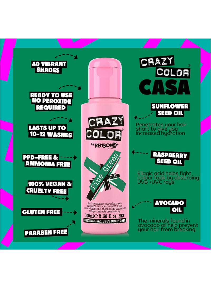 Crazy Color Semi Permanent Hair Color No. 46 Pine Green 100ml  - Image 5