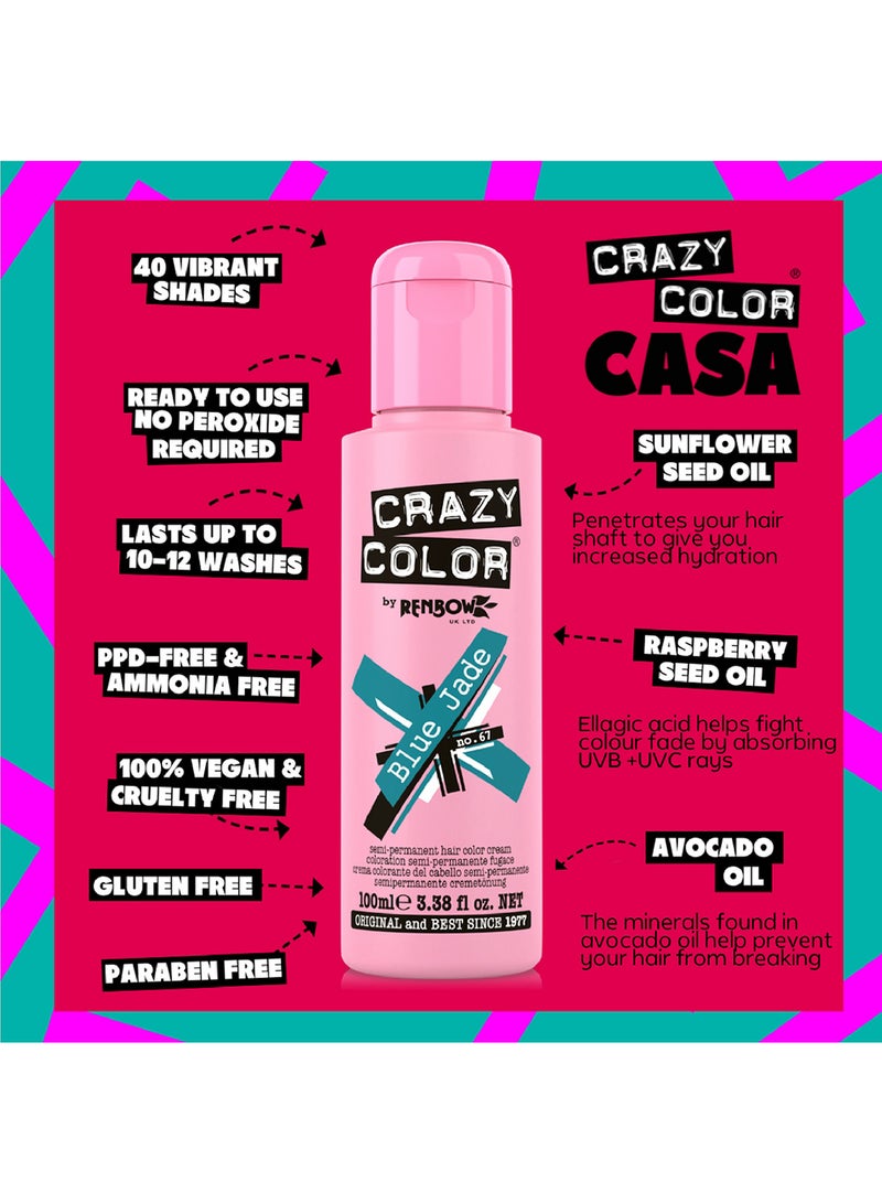 Crazy Color Semi-Permanent Hair Color Creme No. 67 Blue Jade 100ml  - Image 5