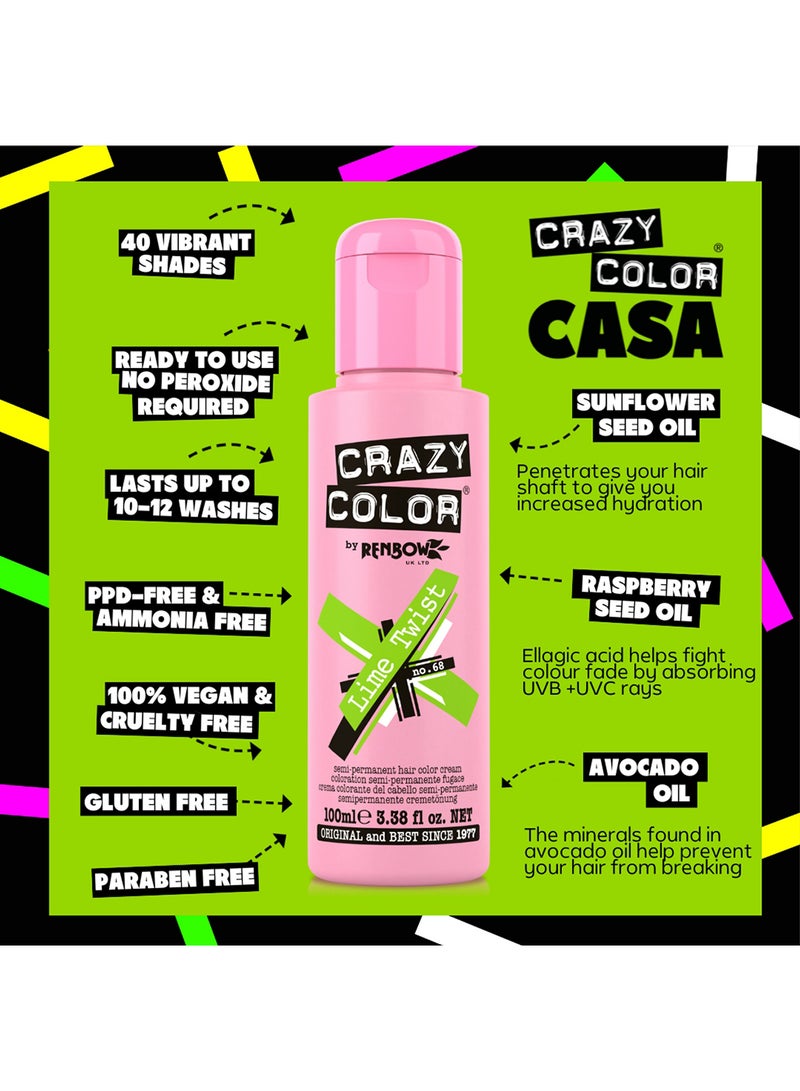 Crazy Color Semi Permanent Hair Color No. 68 Lime Twist 100ml  - Image 4