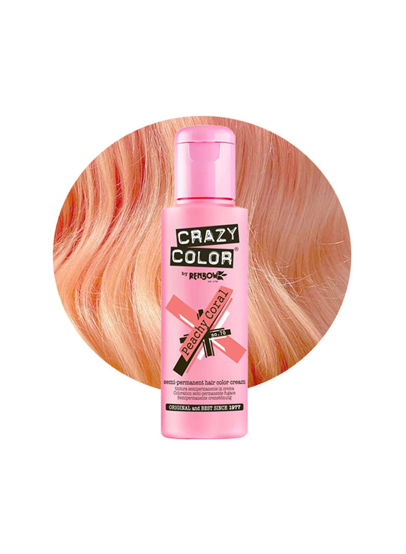Crazy Color Semi-Permanent Hair Colour Cream Peachy Coral 100ml - Image 1