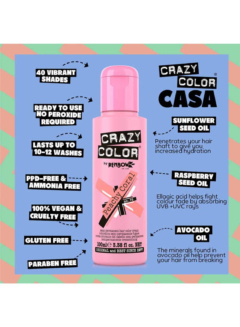 Crazy Color Semi-Permanent Hair Colour Cream Peachy Coral 100ml - Image 5