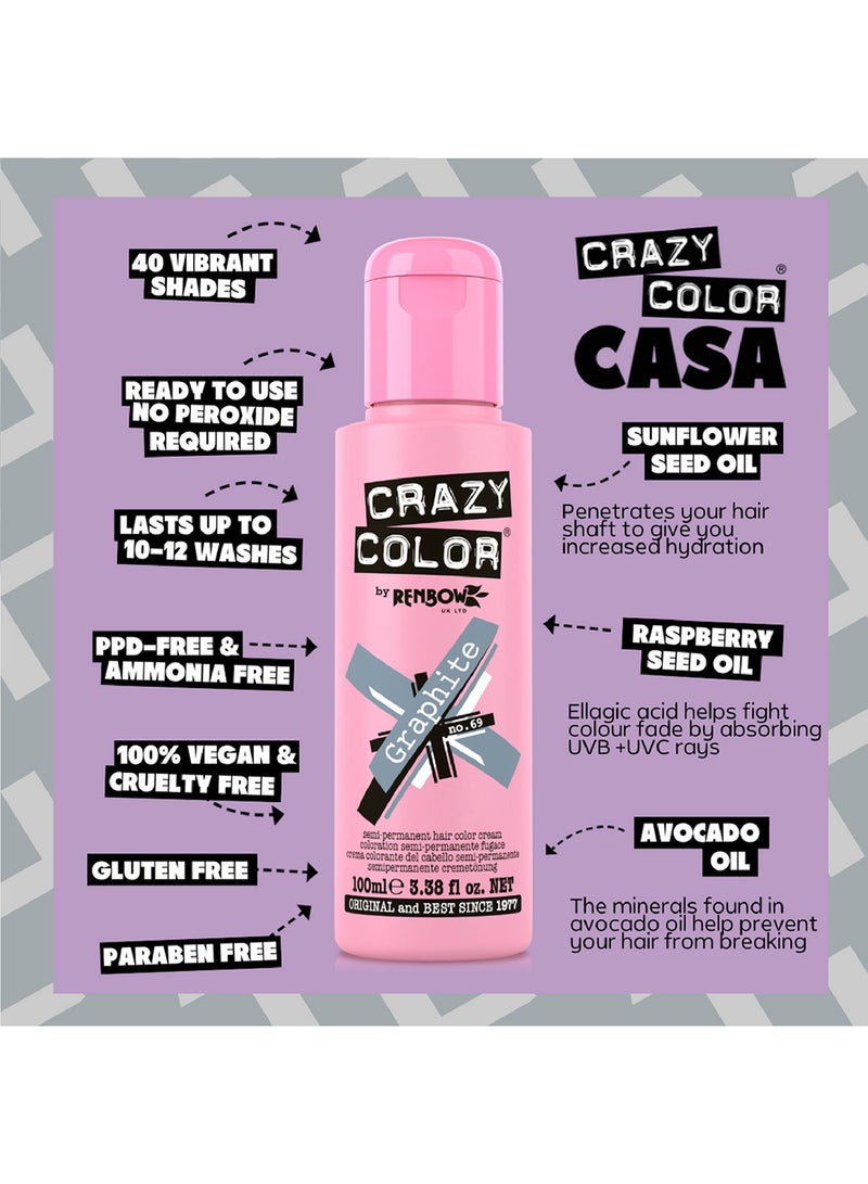 Crazy Color Semi-Permanent Hair Colour Cream Graphite 100ml  - Image 5