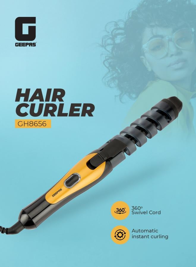 GEEPAS Geepas GH8656 Hair Curler - Auto Curling with Heat Setting 180C-200C, 25W, Safe Styling Hair with Ceramic Barrel, 360-Degree Swivel Cord, 2 Years Warranty Black  - Image 2