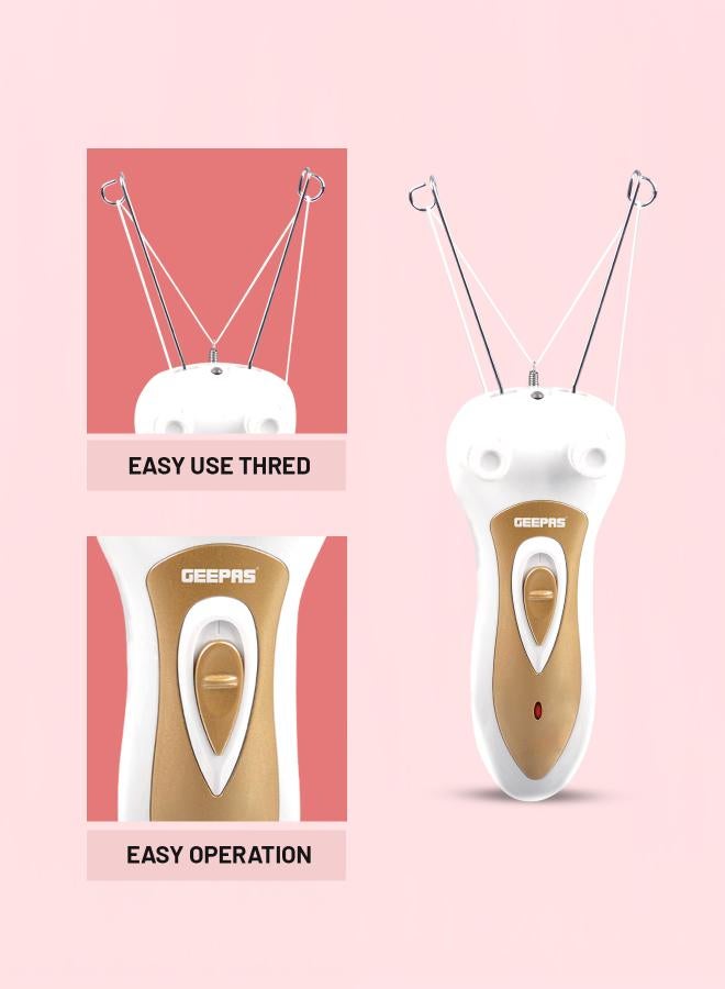 Rechargeable Ladies Epilator Set Safe Epilation Of All Body Parts, Great For Travel, Electric Threading Removers, Minimizes Pain, Smoother Faces, Quick And Effective White/Gold