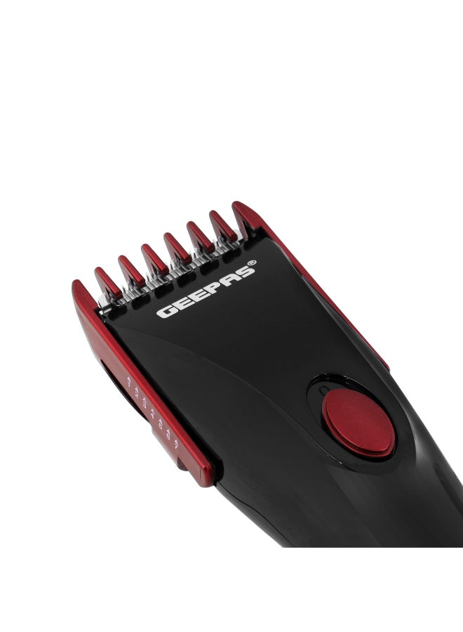 GEEPAS - Rechargeable Hair Trimmer With Stainless Steel Blade, Adjustable Cutting Lengths, Cordless Trimmer For Men, LED Charge Indication, Perfect Travel Grooming Kit Black - Image 1
