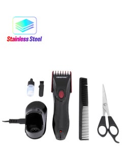 Rechargeable Hair Trimmer With Stainless Steel Blade, Adjustable Cutting Lengths, Cordless Trimmer For Men, LED Charge Indication, Perfect Travel Grooming Kit Black