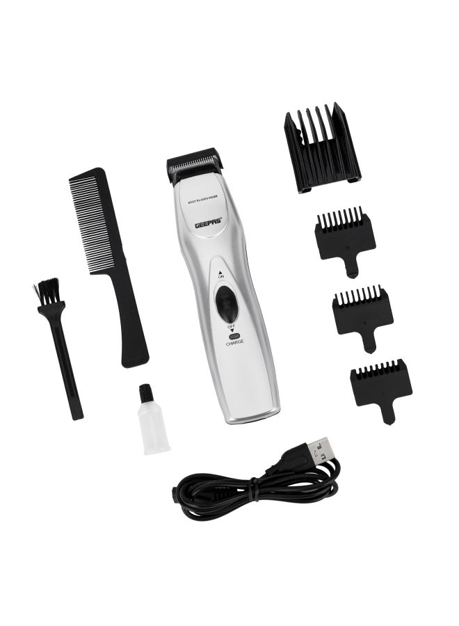 Rechargeable Hair Trimmer with High-Capacity Battery and 60 Minutes Use| Chromium Steel Blade, Perfect for Home and Saloon Styling, for Men| 5 Position Attachment Comb, Cleaning Brush, Lubrication Oil | 2 Years Warranty, GTR34H Black/Silver 350grams - pnsku/N11265706A/45/_/1733745277/f2549daf-cb8c-406d-804c-7db8913f4d0c