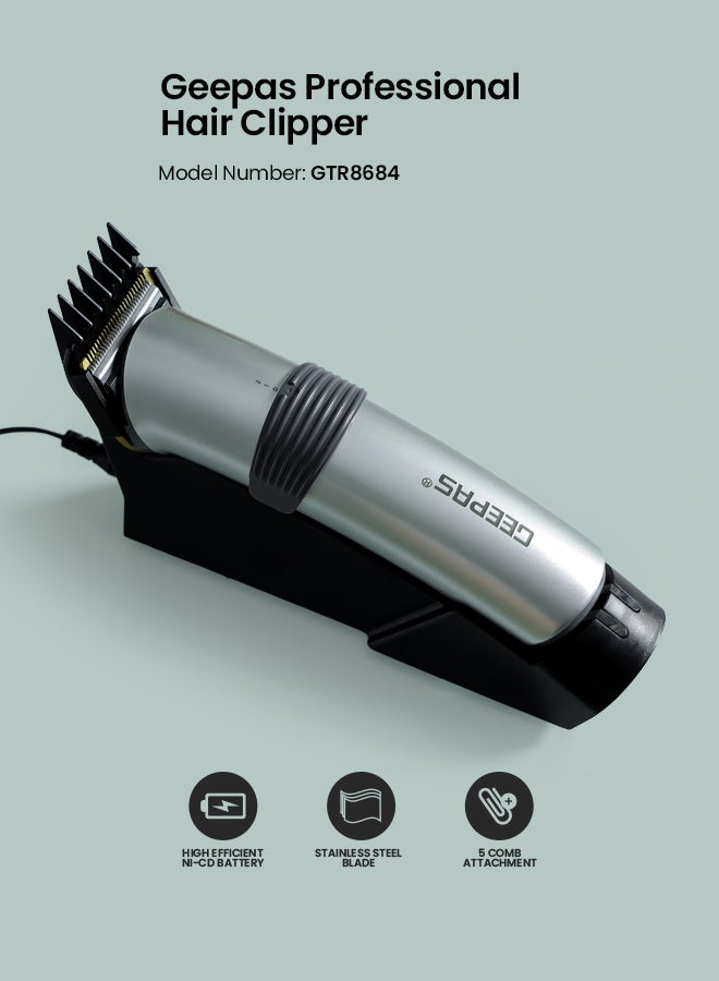 GEEPAS - Professional Hair Clipper & Beard trimmer Grey - Image 1