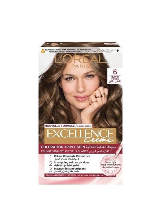 L'OREAL PARIS Excellence Creme Triple Care and Protection - Permanent Hair Color -192ml 6.0 Dark Blonde 192ml - Image 1