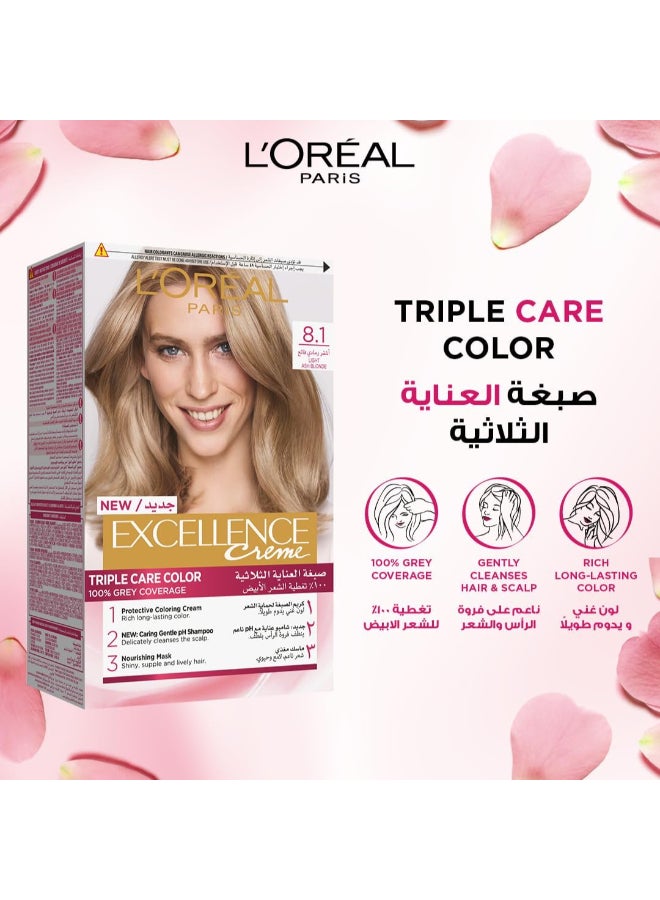 L'OREAL PARIS Excellence Creme Hair Color 8.1 Light Ash Blonde  - Image 2