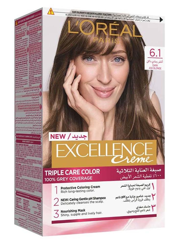 L'OREAL PARIS Excellence Creme Triple Care  Colour 6.1 Dark Ash Blonde 48x72x60ml - Image 1