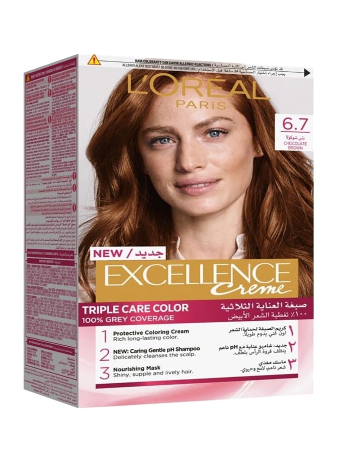 L'OREAL PARIS Excellence Crème Hair Color 6.7 Chocolate Brown - Image 1