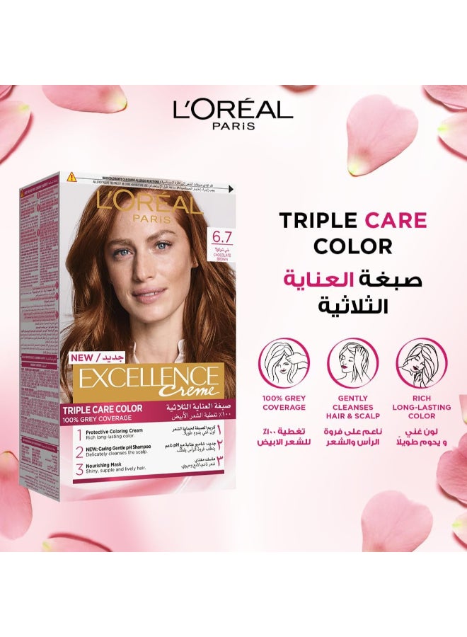 L'OREAL PARIS Excellence Crème Hair Color 6.7 Chocolate Brown - Image 2