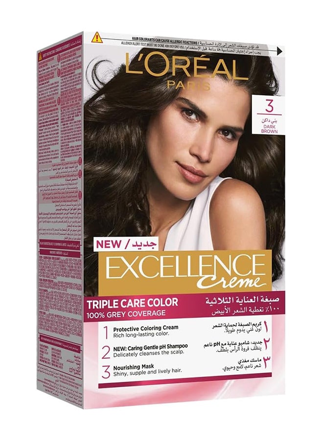 L'OREAL PARIS Excellence Crème Colour 3.0 Deep Dark Brown 192ml  - Image 1
