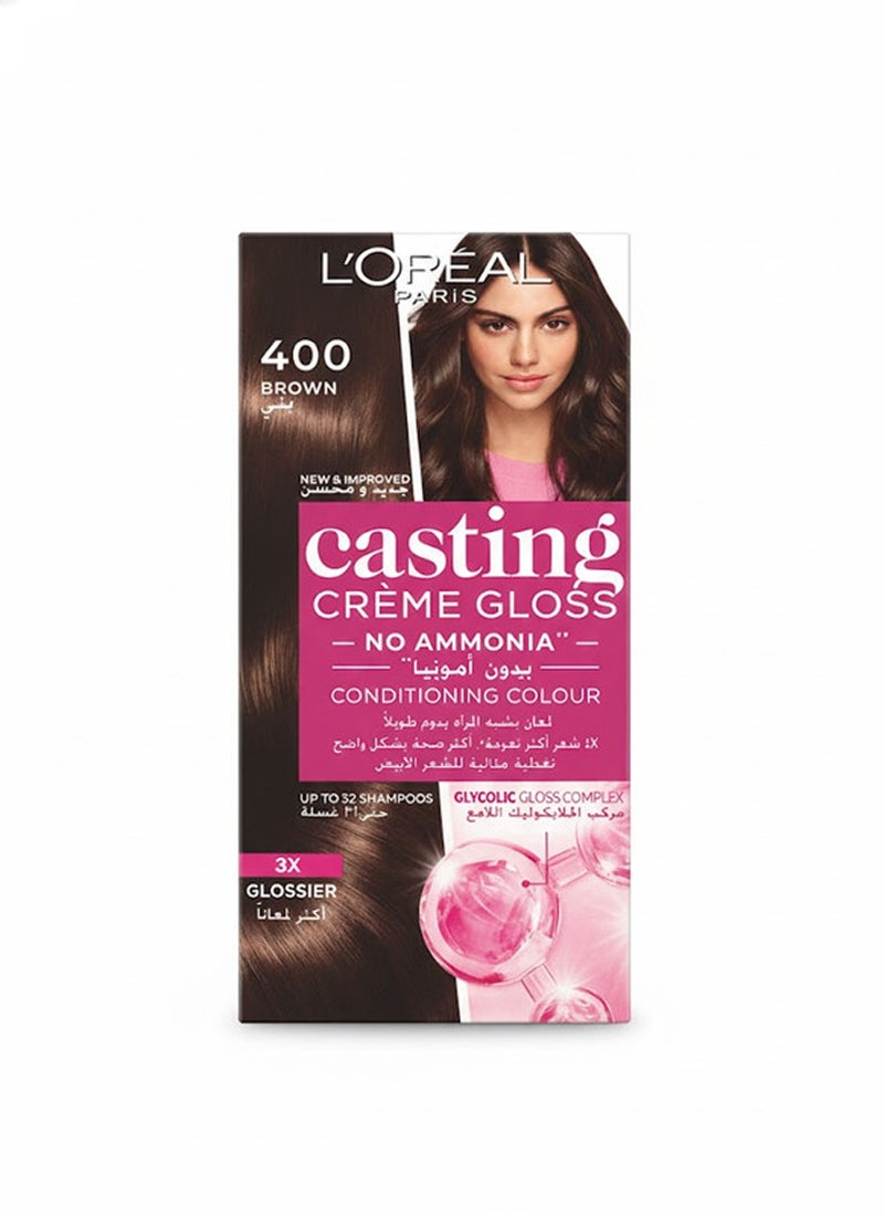 لوريال باريس مستحضر صبغ الشعر ولمعانه 400 بني 180ملليلتر - Image 1