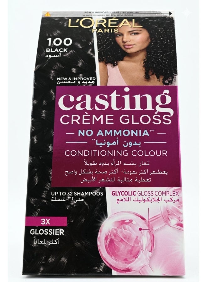 L'OREAL PARIS Casting Creme Gloss Hair Colour 100 Black 180ml - Image 1