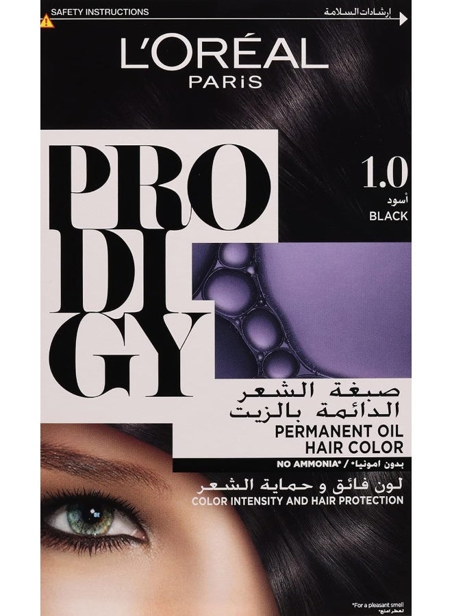 L'OREAL PARIS Prodigy Hair Color/Dye Micro-Oil Technology For Smooth Natural Hair Grey Hair Coverage 1.0 Black  - Image 3