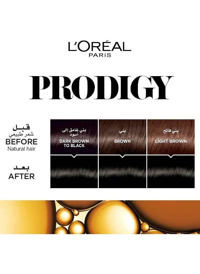 L'OREAL PARIS Prodigy Hair Color/Dye Micro-Oil Technology For Smooth Natural Hair Grey Hair Coverage 1.0 Black  - Image 5