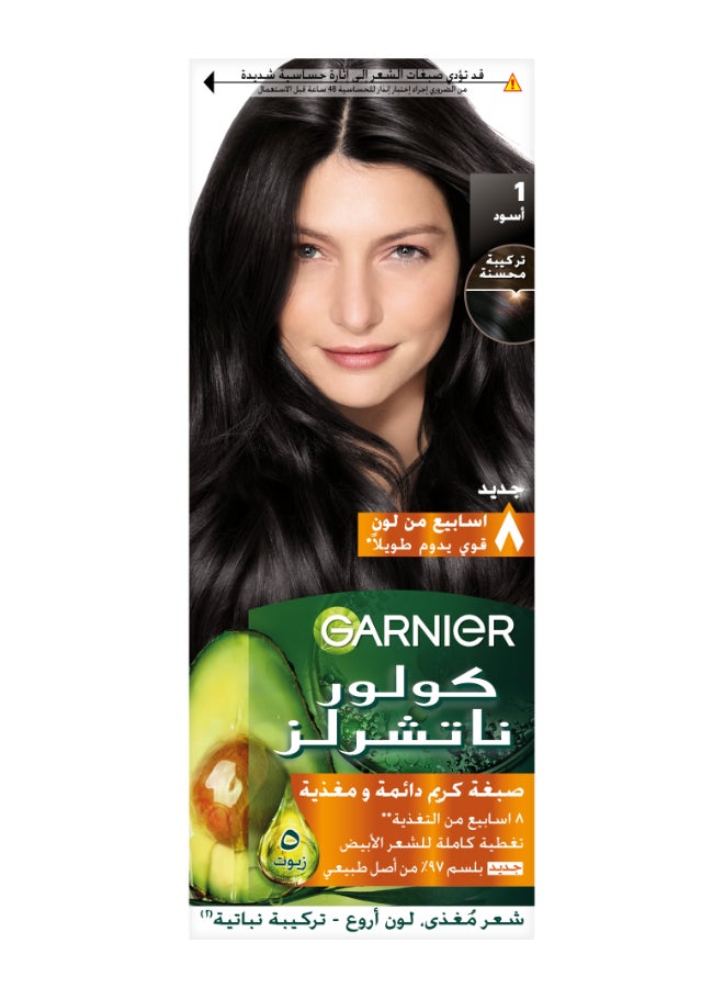 Garnier Color Naturals Permanent Hair Color 1 Black Noir 112ml  - Image 1