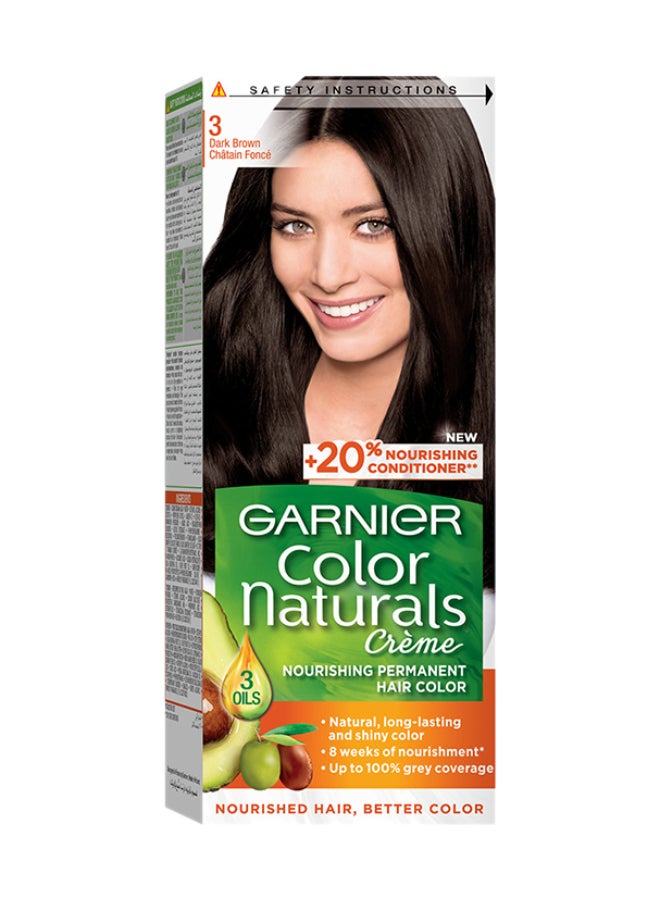 Garnier Color Naturals Permanent Hair Color 3.0 Dark Brown 112ml  - Image 1
