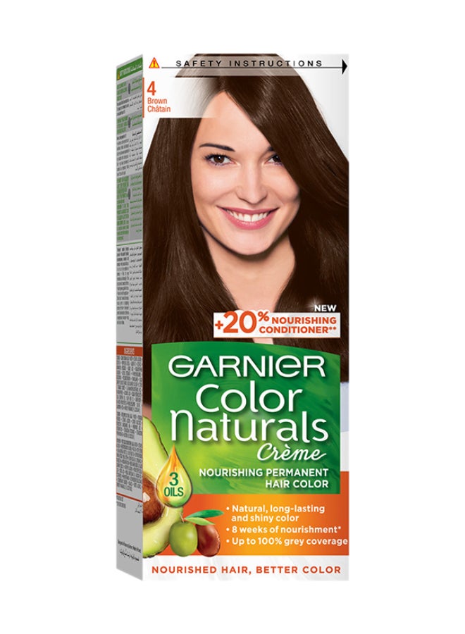 Garnier Color Naturals Permanent Hair Color 4.0 Brown 112ml  - Image 1