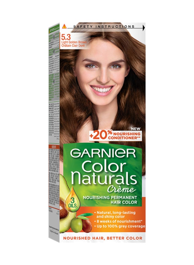 Garnier Color Naturals Permanent Hair Color Cream 5.3 Light Golden Brown  - Image 1